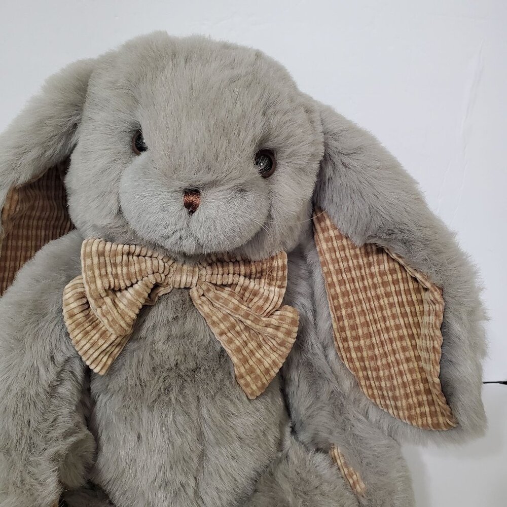 Vintage Stuffy Rabbit People Pals Toy Plush Easter Bunny Checked Corduroy Trim - Picture 6 of 16